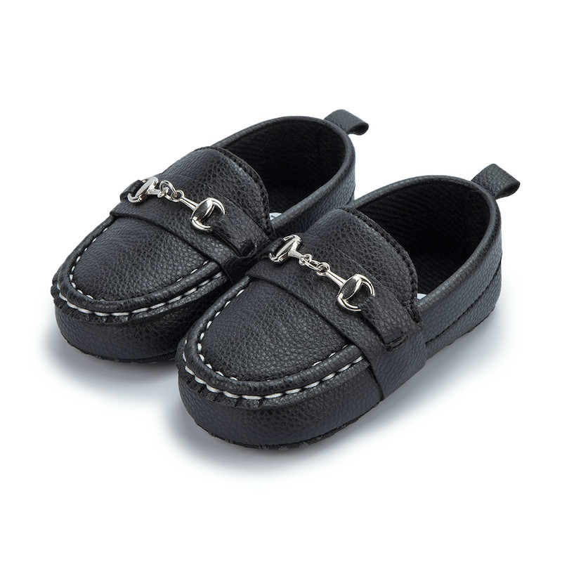 First walker Pu leather dress baby boy Soft sole infant Moccasins baby loafers shoes Black